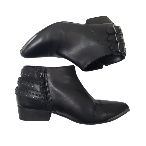 Seychelles Black Leather Pointed Toe Buckle Ankle Booties Size 6 - Picture 3 of 14